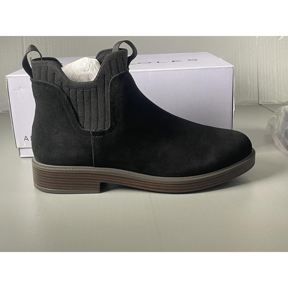 Aerosoles Boots Womens Size 9 Black Pressly Suede Chelsea Ankle Low Heel Booties